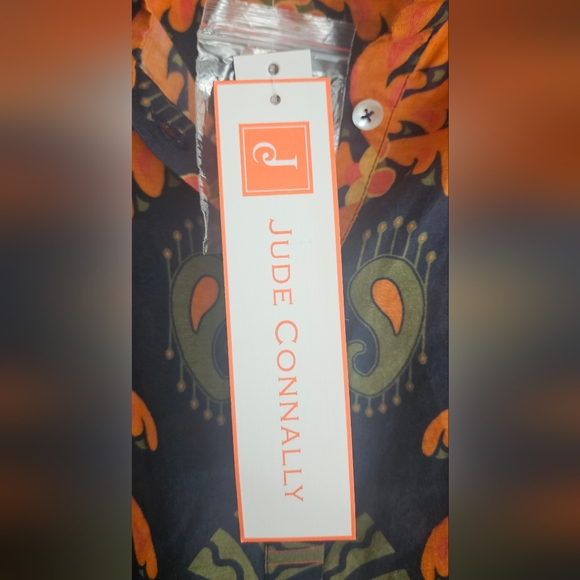 NWT Jude Connally Pru Long Sleeve Cotton Top: Decorative Frond Navy: Size- XXL - Picture 5 of 15